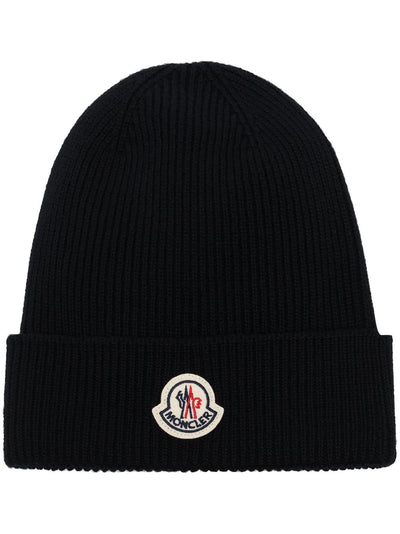 Moncler bonnet en maille nervurée à patch logo