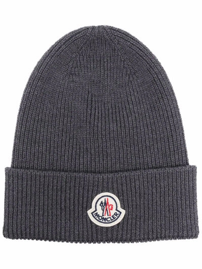 Moncler bonnet en maille nervurée à patch logo