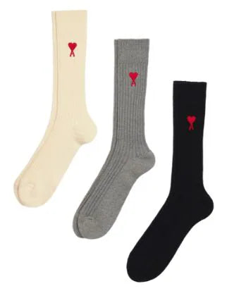 AMI Paris lot de trois paires de chaussettes à logo brodé