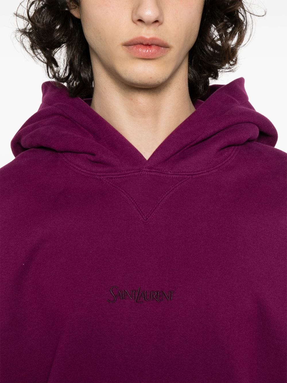 Saint Laurent hoodie en coton à logo brodé