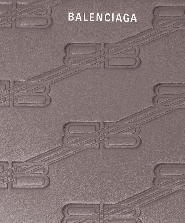 Balenciaga portefeuille en cuir gris avec monogramme